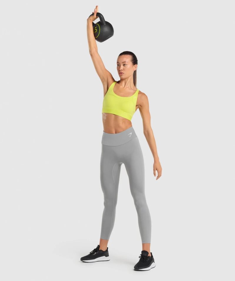 Women's Gymshark Racer Back Sports Bra Yellow | NZ 4AJIVH